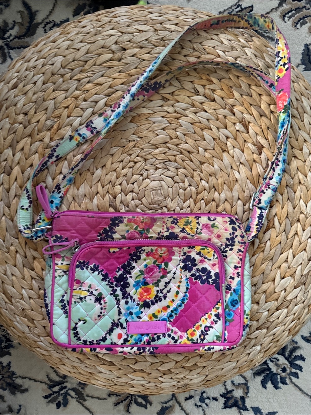 Vera Bradley Pink Floral Quilted Crossbody Bag